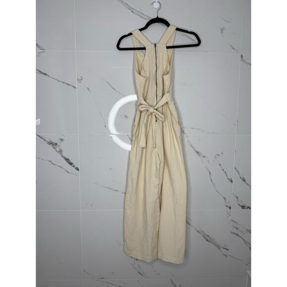 ANTHROPOLOGIE Demi Textured Jumpsuit Neutral Natural 2P Beachy Summer Boho - Picture 9 of 12